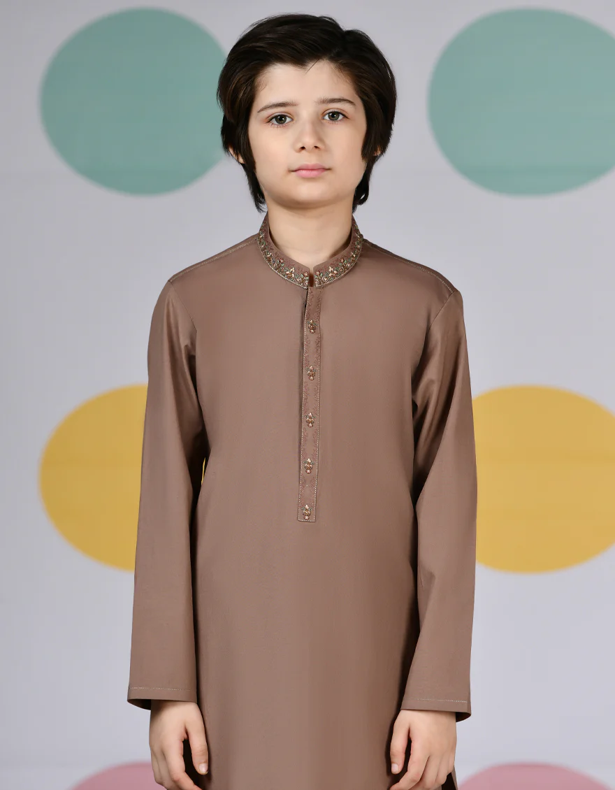 BROWN BLENDED KAMEEZ SHALWAR | JCKS-S-39116/S24/JJ9285-SF - Image 2