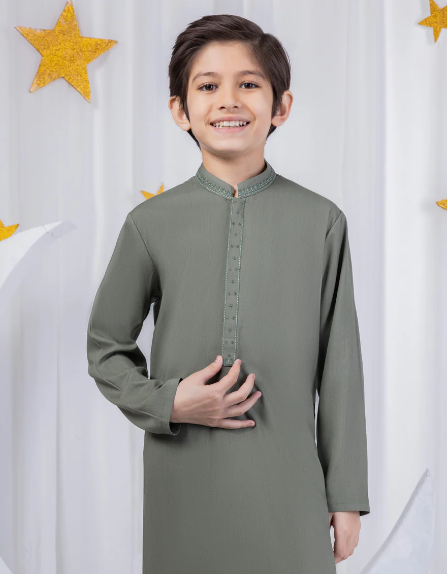GREEN BLENDED KAMEEZ SHALWAR | JCKS-S-46318/S24/JJ8718-SF - Image 2