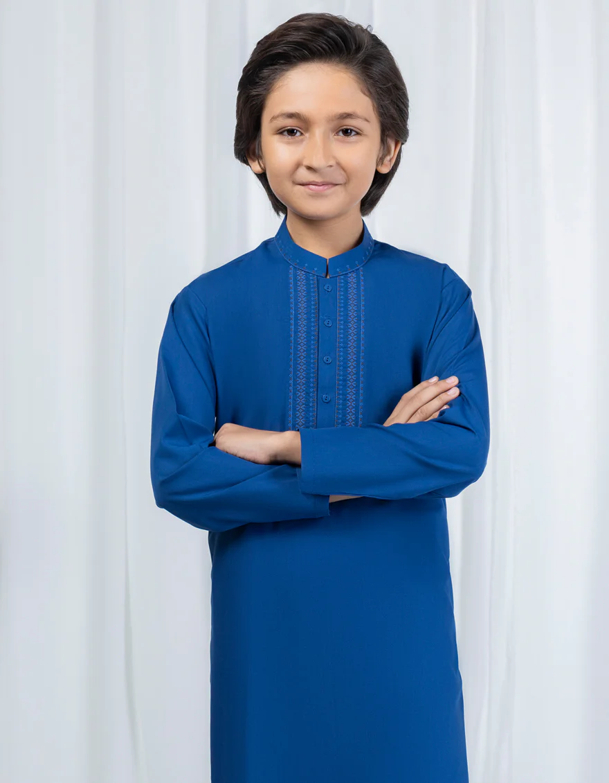 BLUE BLENDED KAMEEZ SHALWAR | JCKS-S-46320/S24/JJ9300-SF - Image 2