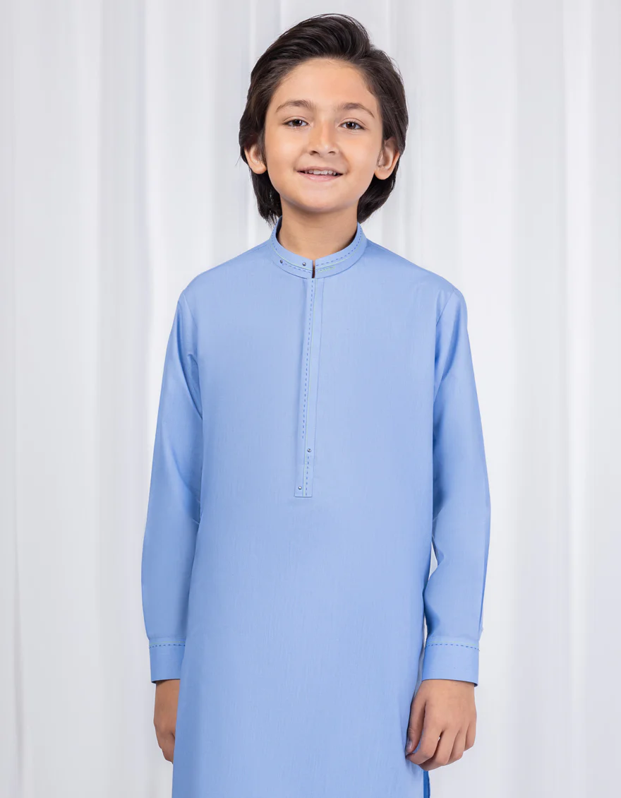 BLUE BLENDED KAMEEZ SHALWAR | JCKS-S-46323/S24/JJ8283-CL - Image 2