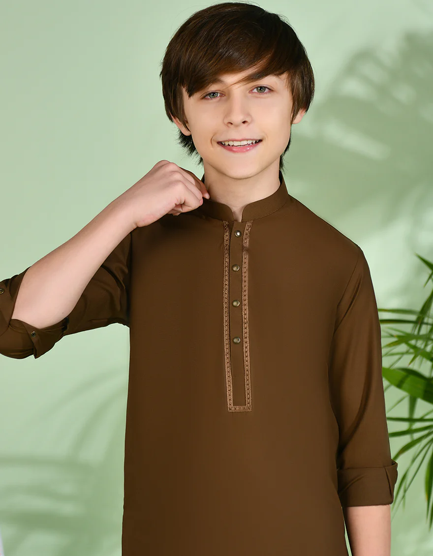 BROWN BLENDED KAMEEZ SHALWAR | JCKS-S-90424/S24/JJ8889-SF - Image 2
