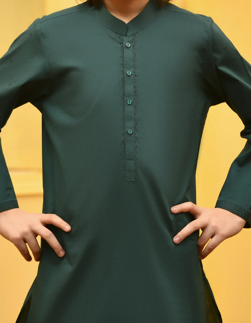 FOREST GREEN COTTON KAMEEZ SHALWAR | JCKS-S-US-34312/S23/JJ8245-SF - Image 3