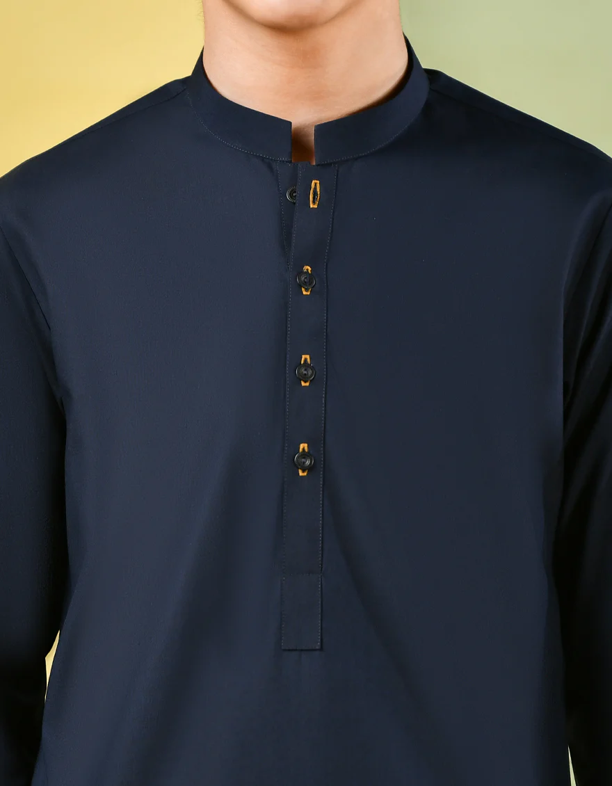 NAVY BLUE BLENDED KAMEEZ SHALWAR | JCKS-S-US-35835-R2/S22/JJ8226-PN - Image 2
