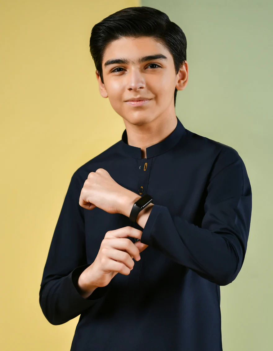 NAVY BLUE BLENDED KAMEEZ SHALWAR | JCKS-S-US-35835-R2/S22/JJ8226-PN - Image 3