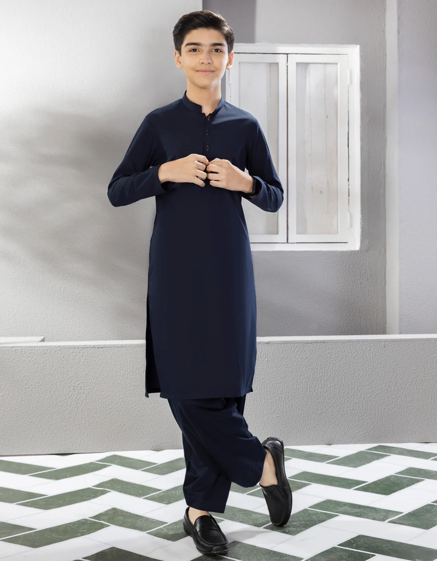 NAVY BLUE BLENDED KAMEEZ SHALWAR | JCKS-S-US-35835-R7-AP/S23/JJ8733-PN