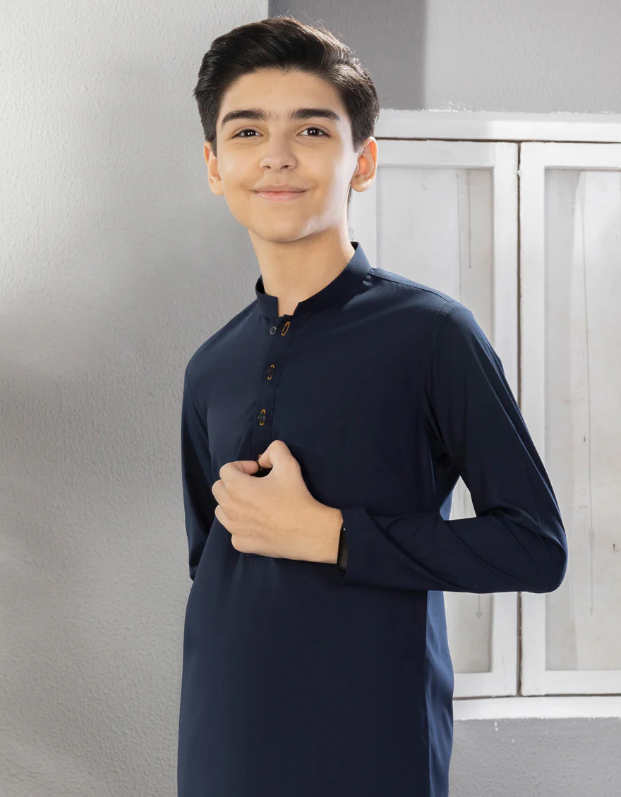 NAVY BLUE BLENDED KAMEEZ SHALWAR | JCKS-S-US-35835-R7-AP/S23/JJ8733-PN - Image 2