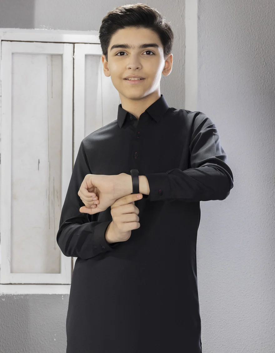 BLACK BLENDED KAMEEZ SHALWAR | JCKS-S-US-35842-R3-AP/W22/JJ7565-PN - Image 3