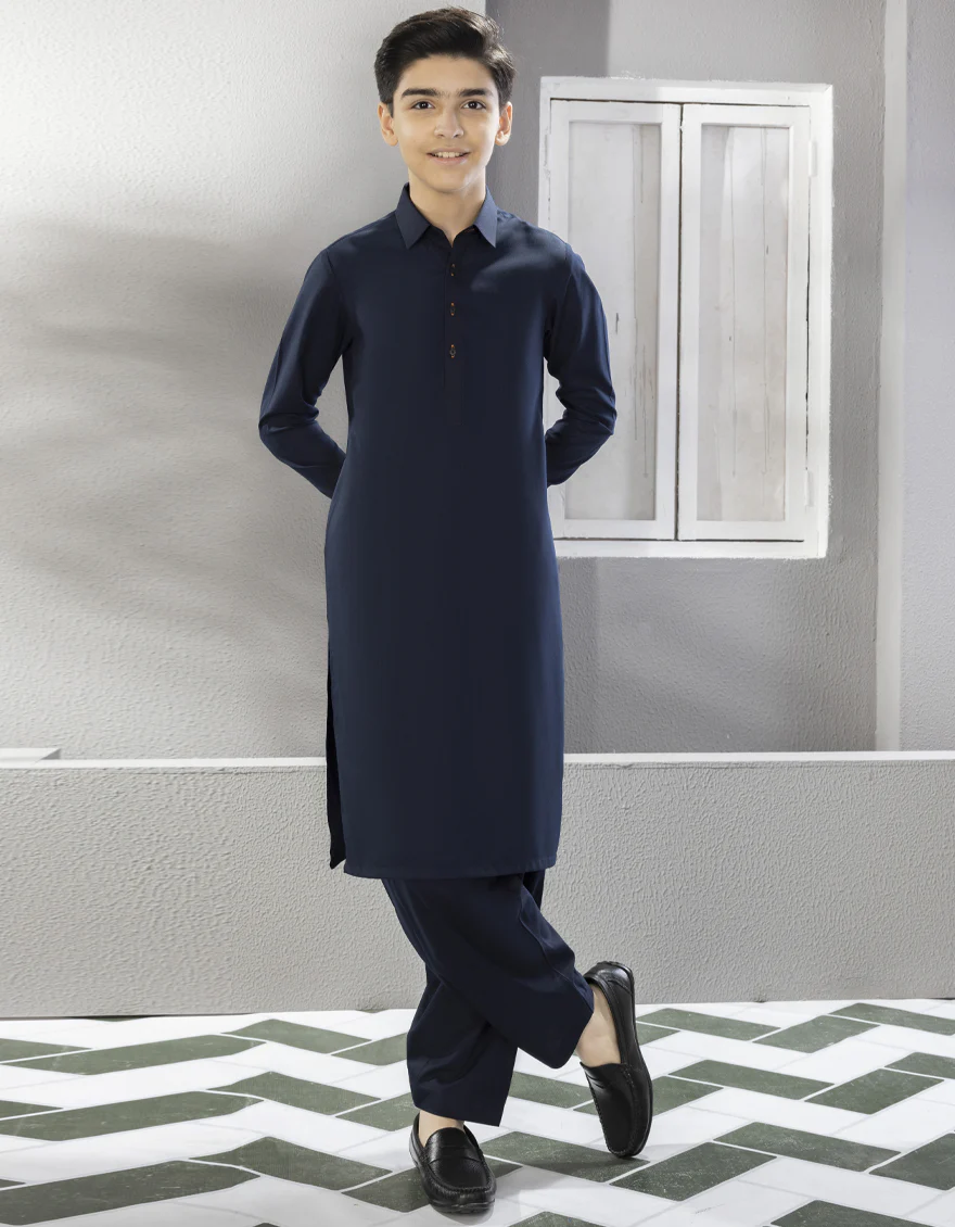 NAVY BLUE BLENDED KAMEEZ SHALWAR | JCKS-S-US-35843-R5-AP/S23/JJ8733-PN