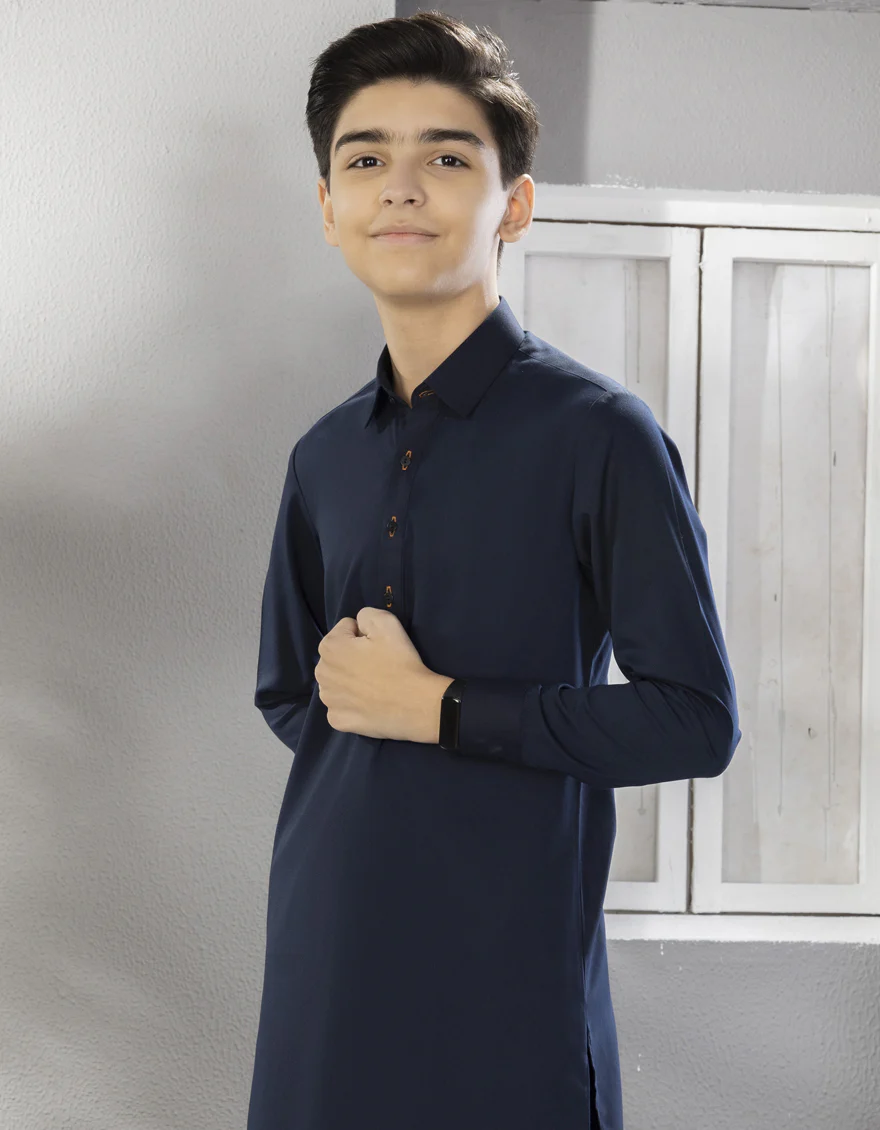 NAVY BLUE BLENDED KAMEEZ SHALWAR | JCKS-S-US-35843-R5-AP/S23/JJ8733-PN - Image 2