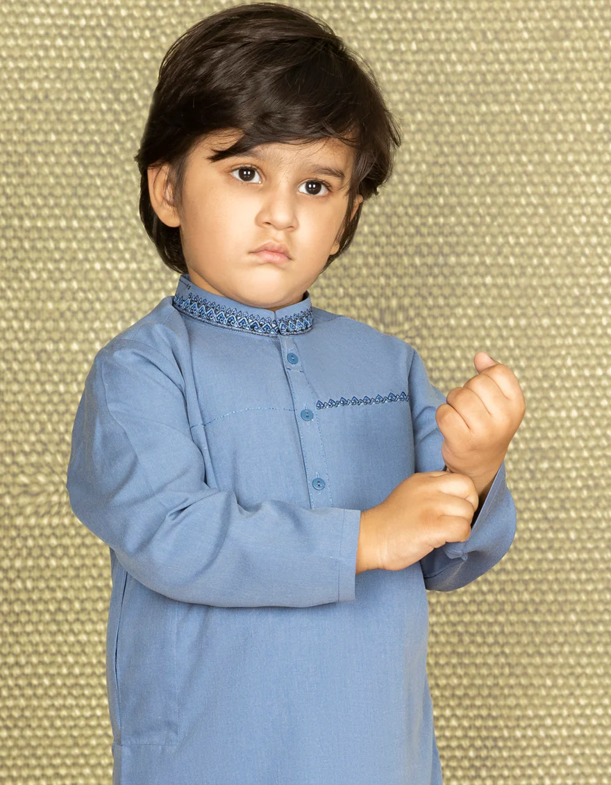 LIGHT BLUE BLENDED KAMEEZ SHALWAR | JCKS-S-US-35901/S22/JJ7667-CL - Image 2