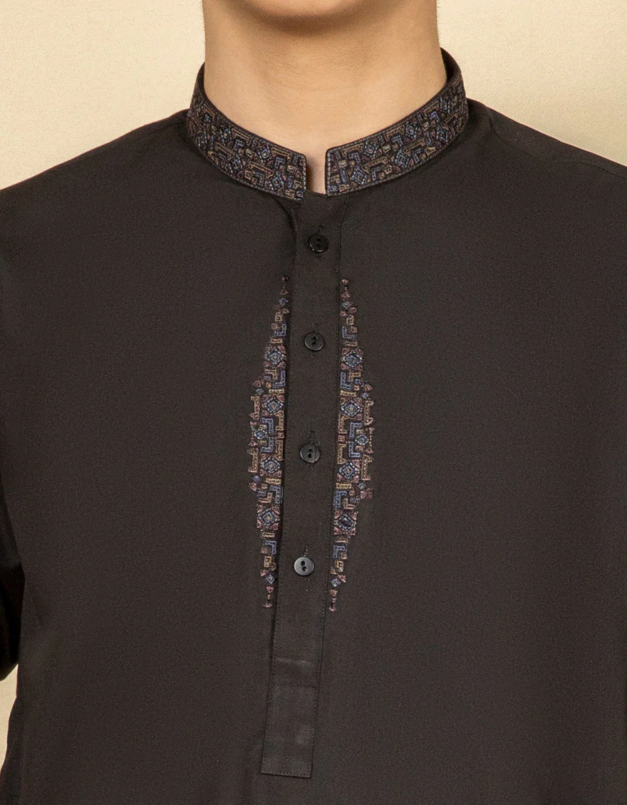 BLACK BLENDED KAMEEZ SHALWAR | JCKS-S-US-35918/S22/JJ7667-SF - Image 3