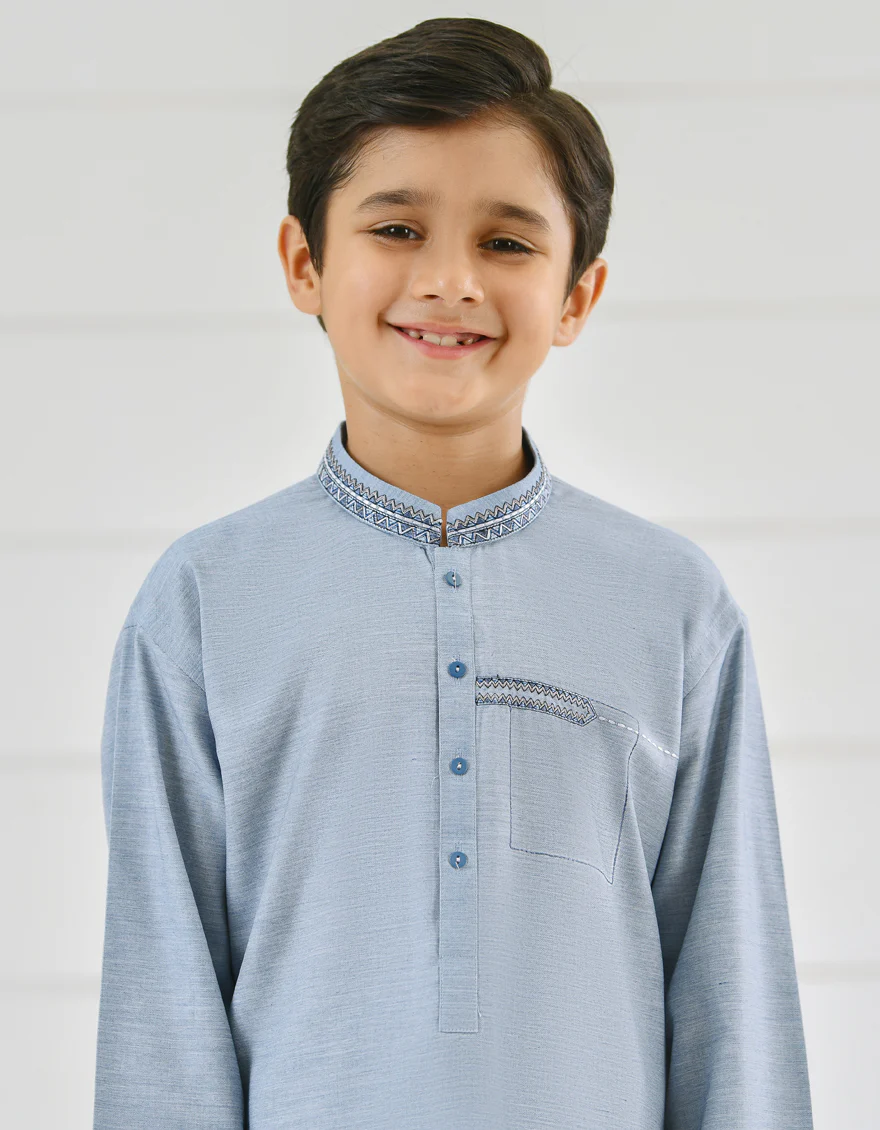 SKY BLUE BLENDED KAMEEZ SHALWAR | JCKS-S-US-35924/S22/JJ7530-CL - Image 2