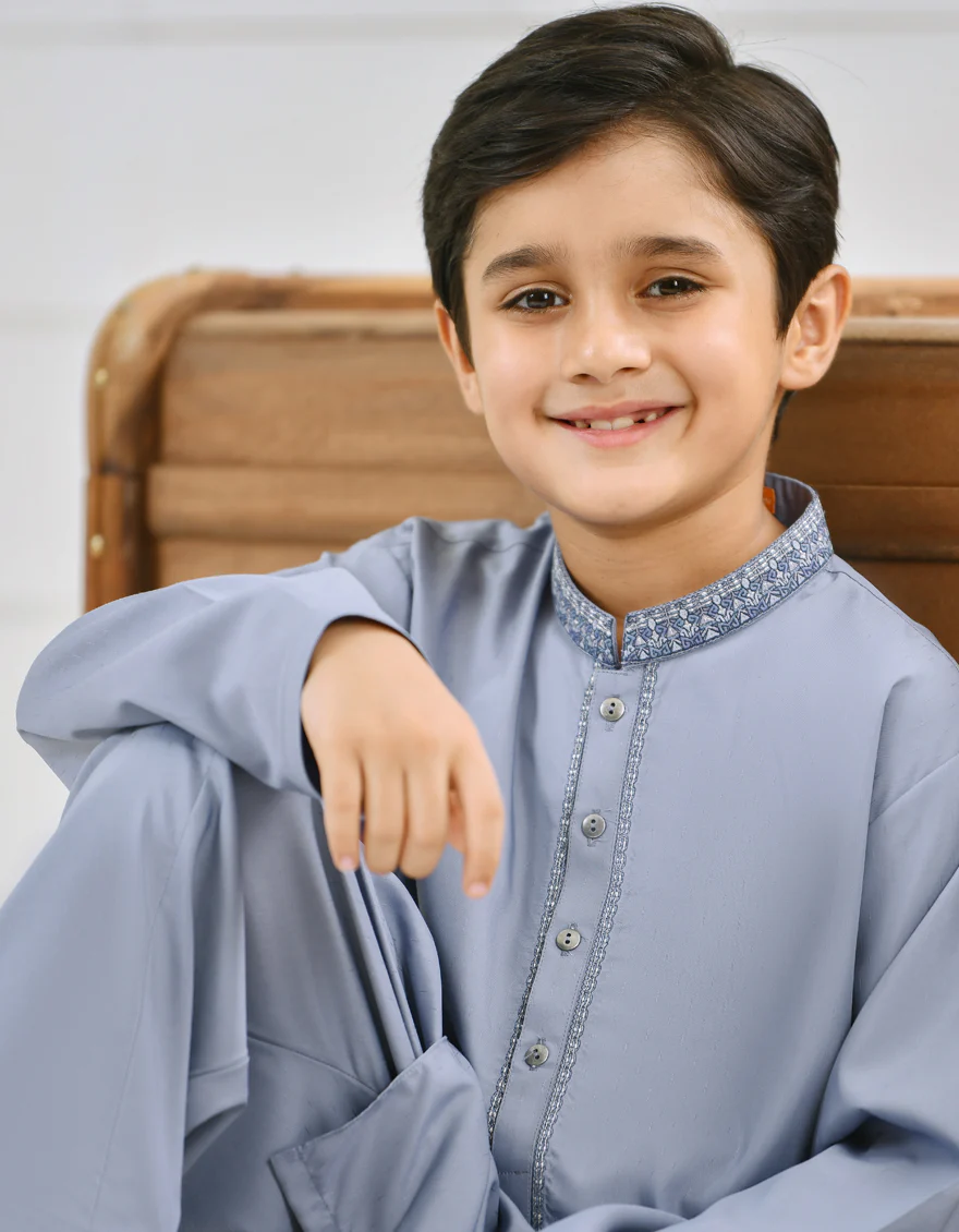 GREYISH BLUE BLENDED KAMEEZ SHALWAR | JCKS-S-US-35926/S22/JJ7686-SF - Image 2