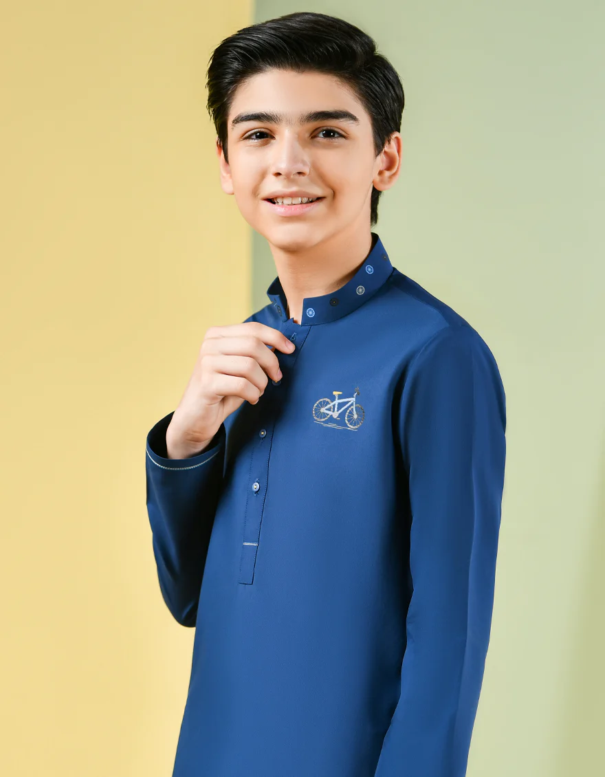 DARK BLUE BLENDED KAMEEZ SHALWAR | JCKS-S-US-35950/S22/JJ7562-SF - Image 3