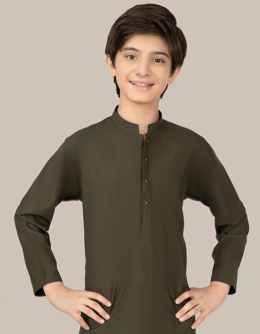 DARK GREEN BLENDED KAMEEZ SHALWAR | JCKS-S-US-35971/S22/JJ7668-PN - Image 3