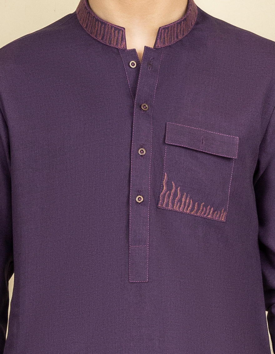 DEEP PURPLE BLENDED KAMEEZ SHALWAR | JCKS-S-US-35990/S22/JJ8253-SF - Image 2