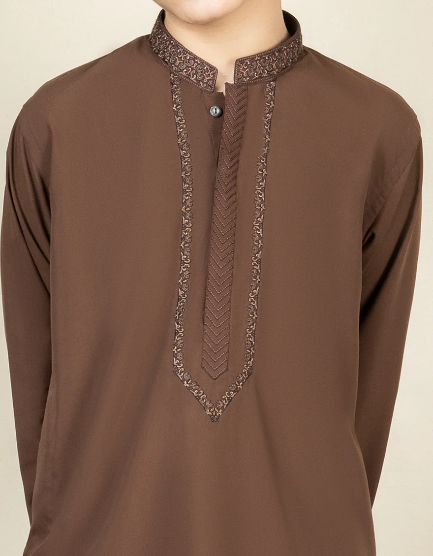 BROWN BLENDED KAMEEZ SHALWAR | JCKS-S-US-38440/S22/JJ7642-SF - Image 2