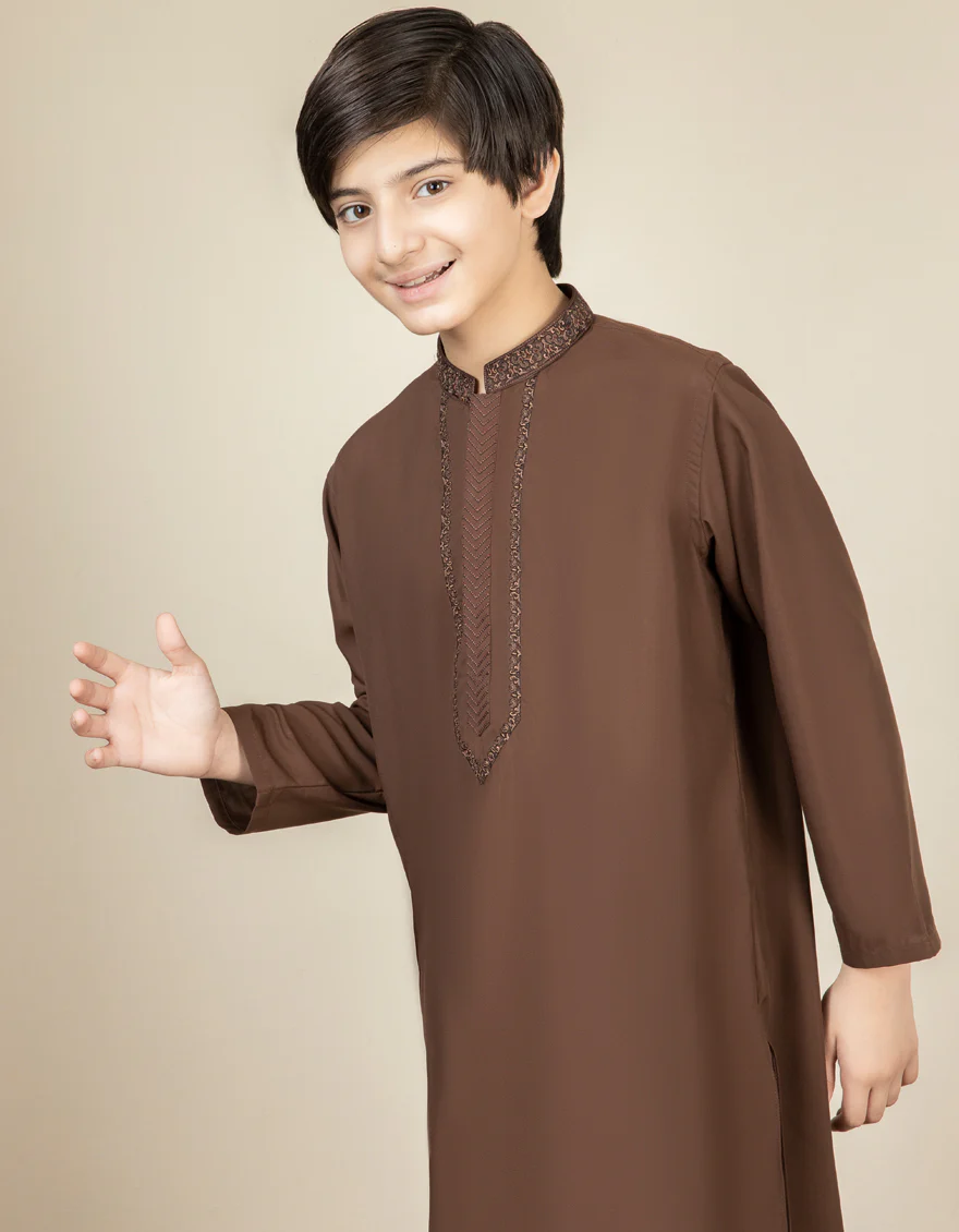 BROWN BLENDED KAMEEZ SHALWAR | JCKS-S-US-38440/S22/JJ7642-SF - Image 3