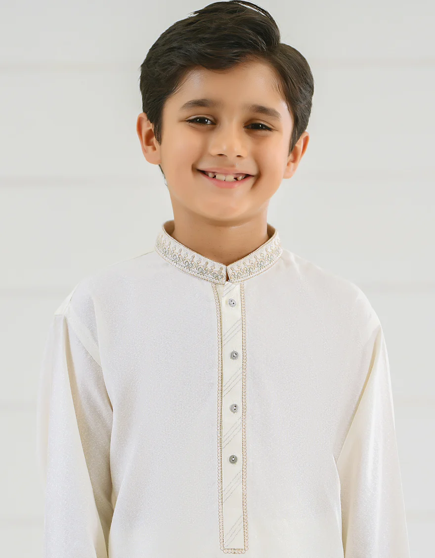 OFF WHITE BLENDED KAMEEZ SHALWAR | JCKS-S-US-38499/S22/JJ7568-FL - Image 2