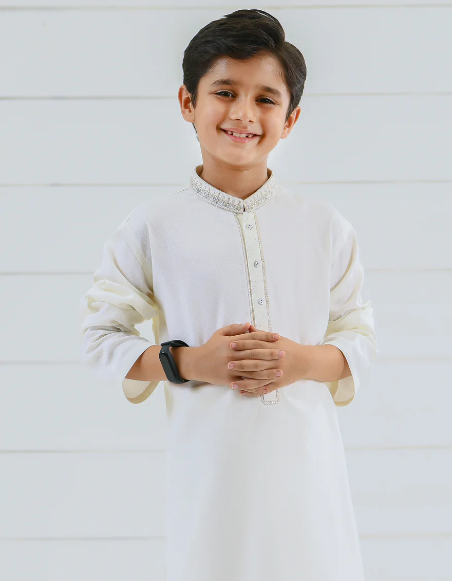 OFF WHITE BLENDED KAMEEZ SHALWAR | JCKS-S-US-38499/S22/JJ7568-FL - Image 3
