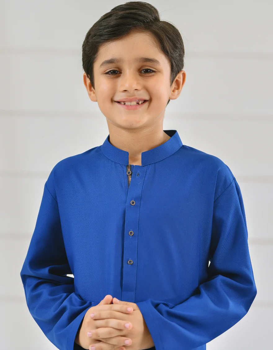 ELECTRIC BLUE BLENDED KAMEEZ SHALWAR | JCKS-S-US-38513/S22/JJ8212-PN - Image 2