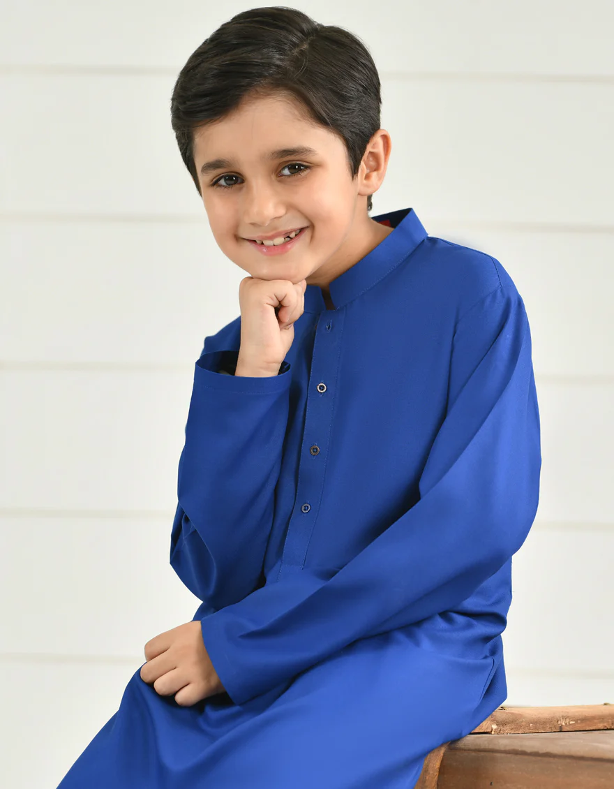 ELECTRIC BLUE BLENDED KAMEEZ SHALWAR | JCKS-S-US-38513/S22/JJ8212-PN - Image 3