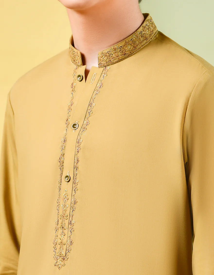 MUSTARD BLENDED KAMEEZ SHALWAR | JCKS-S-US-38539/S22/JJ8179-SF - Image 2