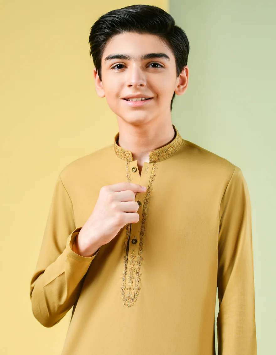 MUSTARD BLENDED KAMEEZ SHALWAR | JCKS-S-US-38539/S22/JJ8179-SF - Image 3