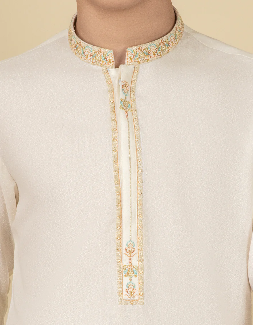 CREAM BLENDED KAMEEZ SHALWAR | JCKS-S-US-38546/S22/JJ7568-FL - Image 2