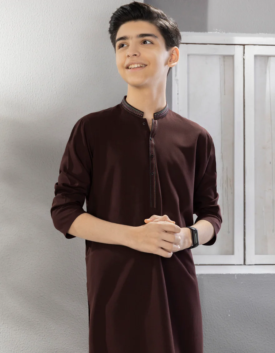 COFFEE BROWN BLENDED KAMEEZ SHALWAR | JCKS-S-US-38551/S22/JJ8627-SF - Image 3