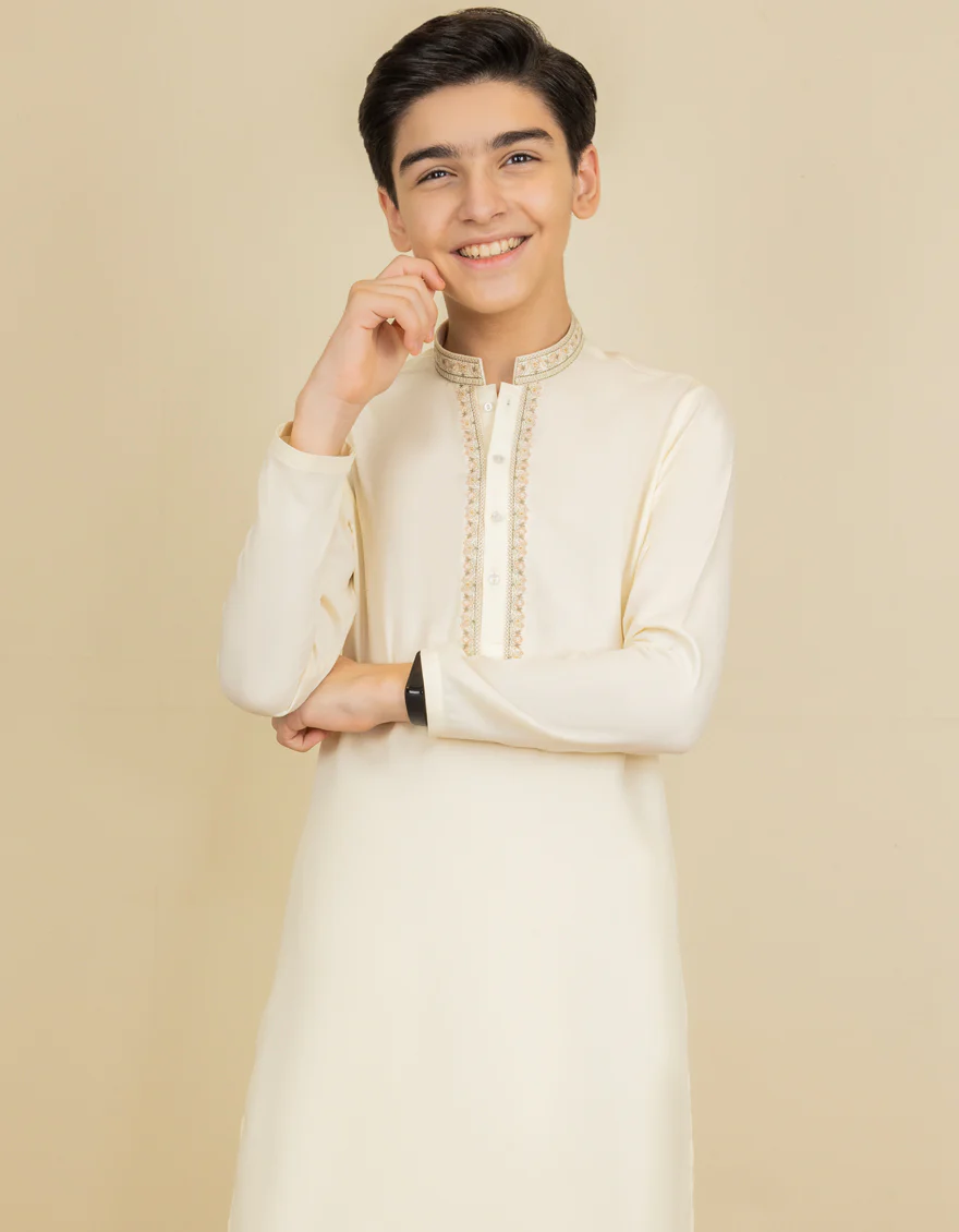 CREAM BLENDED KAMEEZ SHALWAR | JCKS-S-US-38574/S22/JJ8253-FL - Image 3