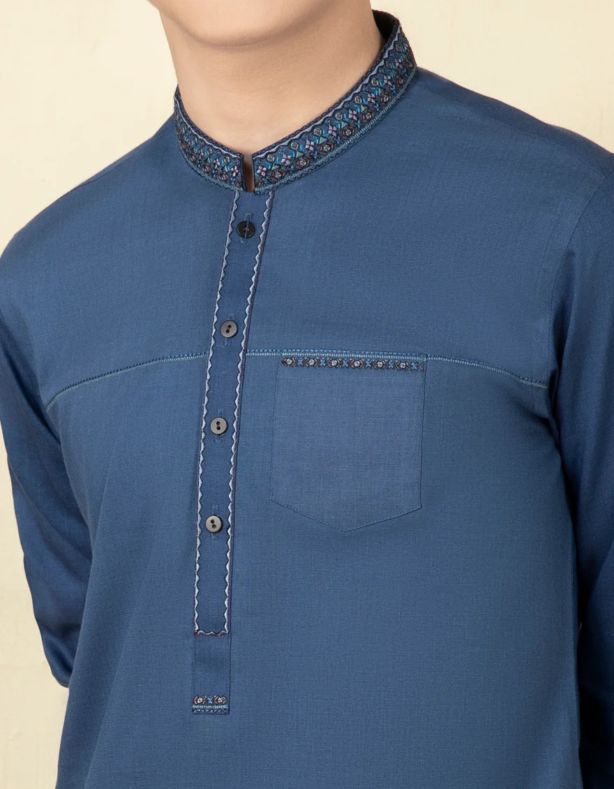 BLUE BLENDED KAMEEZ SHALWAR | JCKS-S-US-38581/S22/JJ8213-SF - Image 2