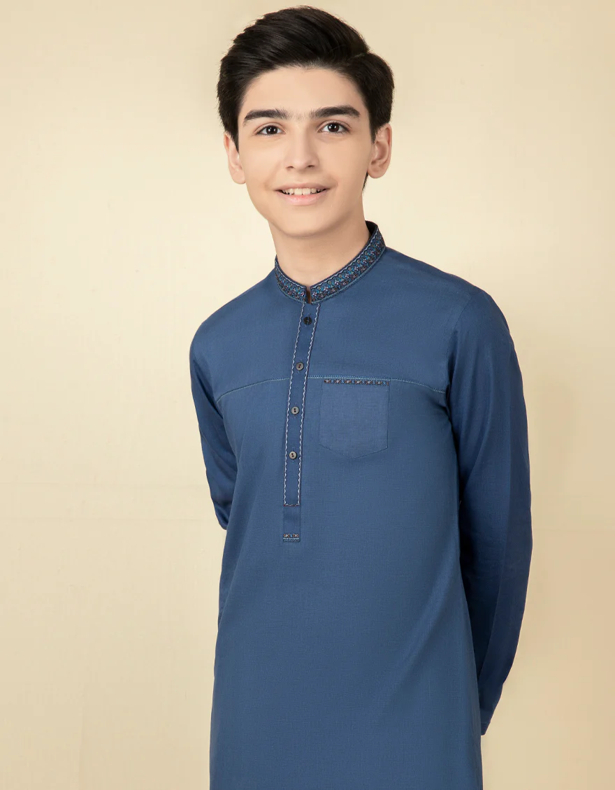 BLUE BLENDED KAMEEZ SHALWAR | JCKS-S-US-38581/S22/JJ8213-SF - Image 3