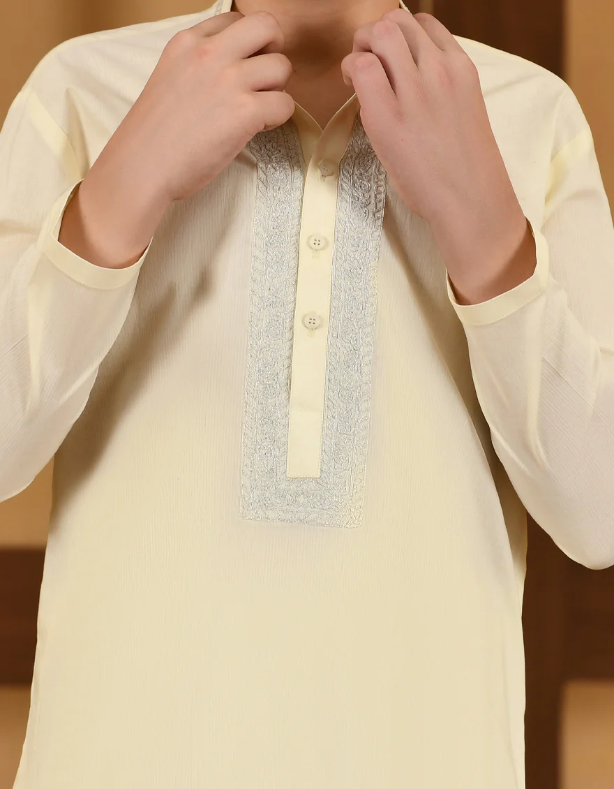 CREAM COTTON KAMEEZ SHALWAR | JCKS-S-US-38710/S23/JJ8394-CL - Image 3