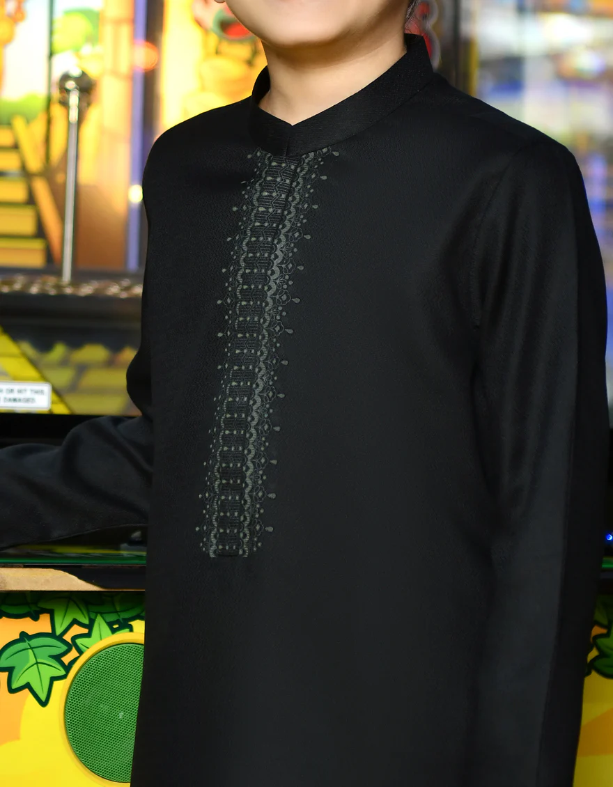 BLACK BLENDED KAMEEZ SHALWAR | JCKS-S-US-38764/S23/JJ8385-FL - Image 2