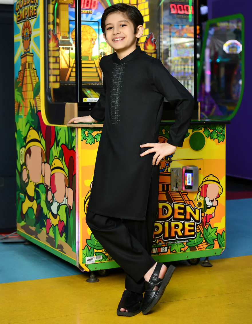 BLACK BLENDED KAMEEZ SHALWAR | JCKS-S-US-38764/S23/JJ8385-FL - Image 3