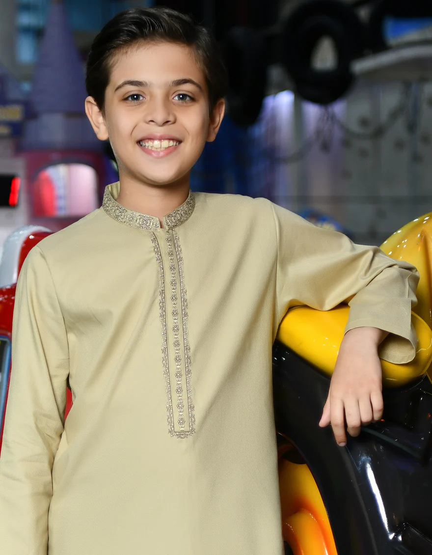 BEIGE COTTON KAMEEZ SHALWAR | JCKS-S-US-38779/S23/JJ8806-SF - Image 2