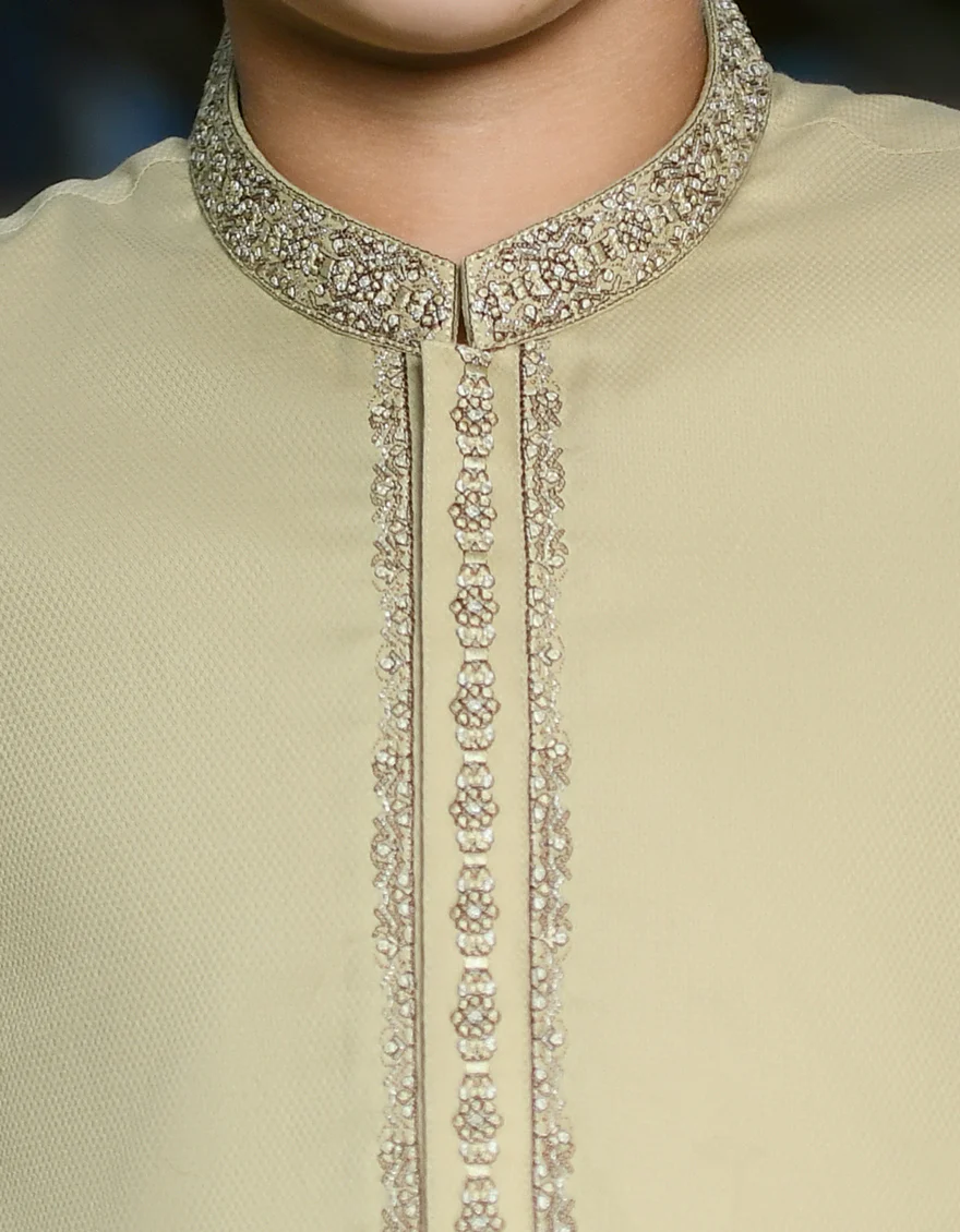 BEIGE COTTON KAMEEZ SHALWAR | JCKS-S-US-38779/S23/JJ8806-SF - Image 3