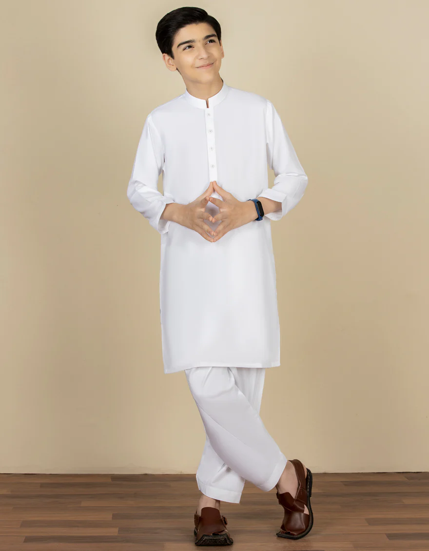 WHITE BLENDED KAMEEZ SHALWAR | JCKS-S-US-40221-R1-AP/S22/JJ7567-PN