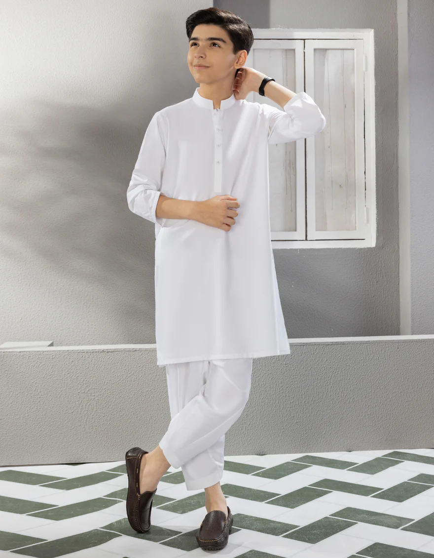 WHITE BLENDED KAMEEZ SHALWAR | JCKS-S-US-40221-R6-AP/S23/JJ8732-PN
