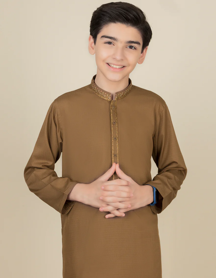 BROWN KAMEEZ SHALWAR | JCKS-S-US-41105/S22/JJ7681-FL - Image 2