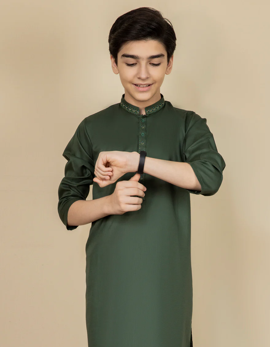 DARK GREEN COTTON KAMEEZ SHALWAR | JCKS-S-US-41121/S22/JJ8153-FL - Image 3
