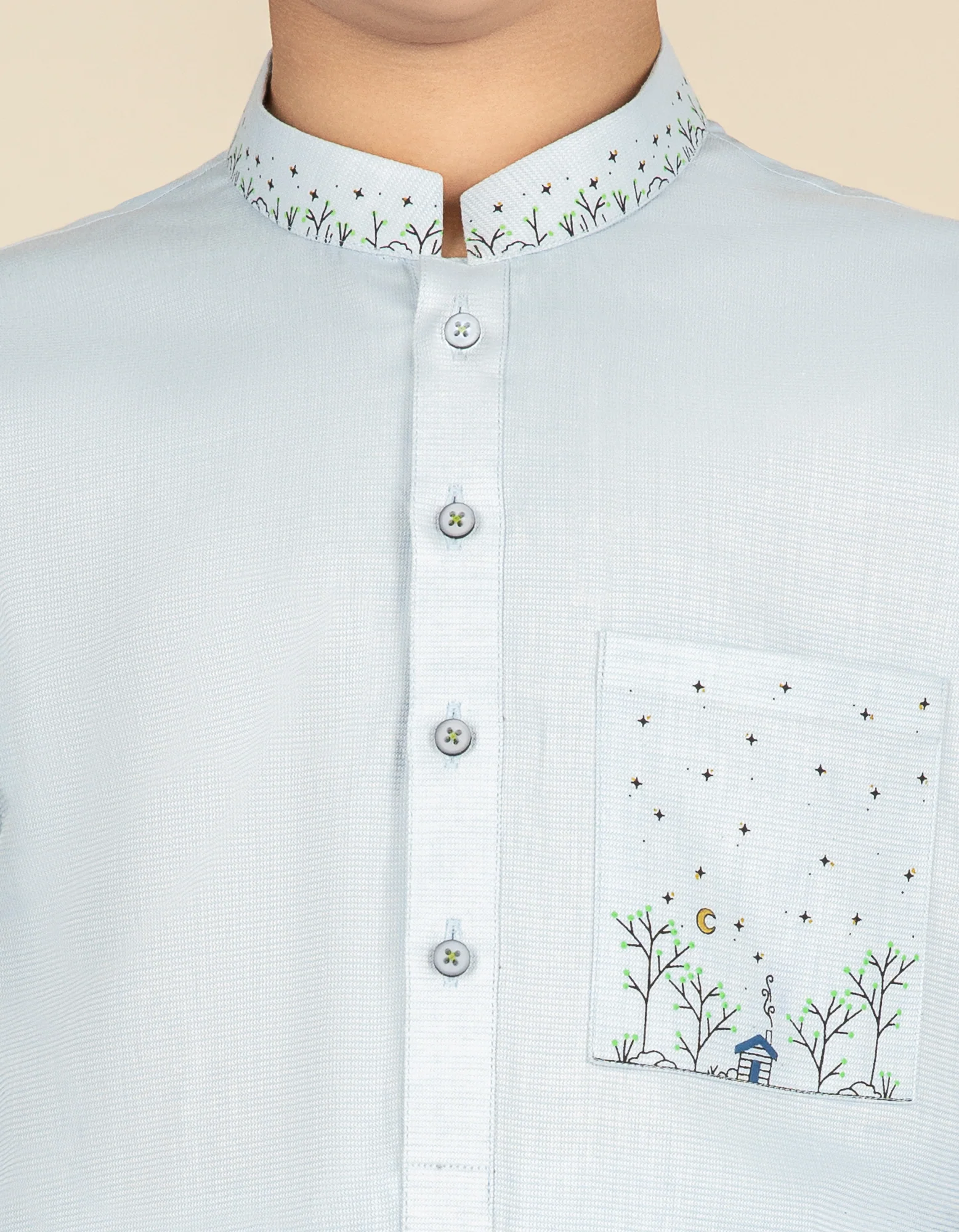 SKY BLUE COTTON KAMEEZ SHALWAR | JCKS-S-US-41133/S22/JJ7688-CL - Image 2