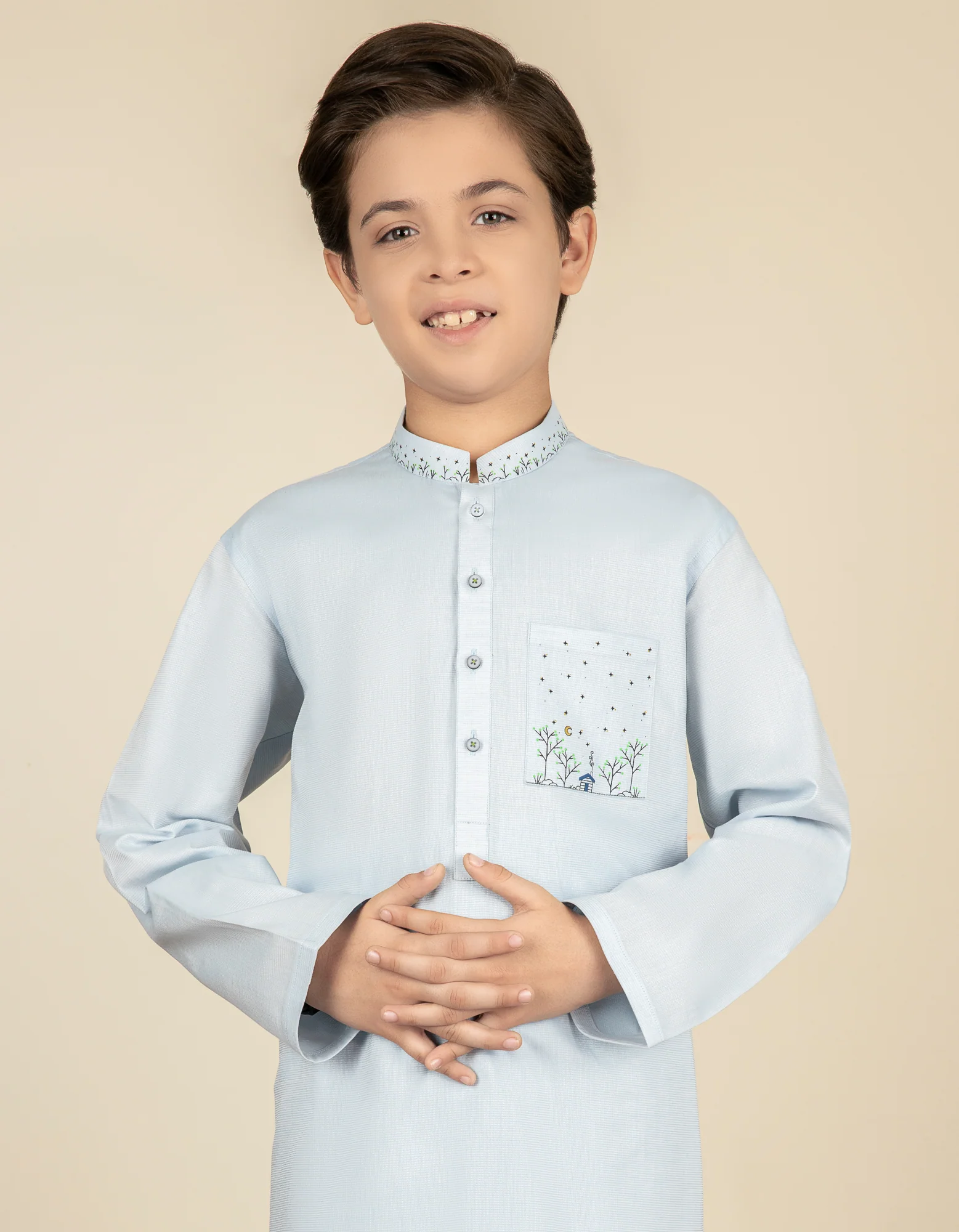 SKY BLUE COTTON KAMEEZ SHALWAR | JCKS-S-US-41133/S22/JJ7688-CL - Image 3
