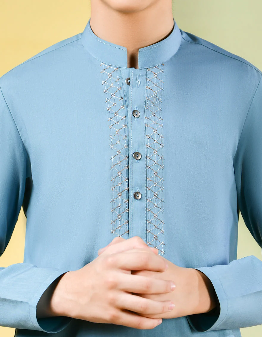 LIGHT BLUE BLENDED KAMEEZ SHALWAR | JCKS-S-US-41157/S22/JJ8179-SF - Image 2