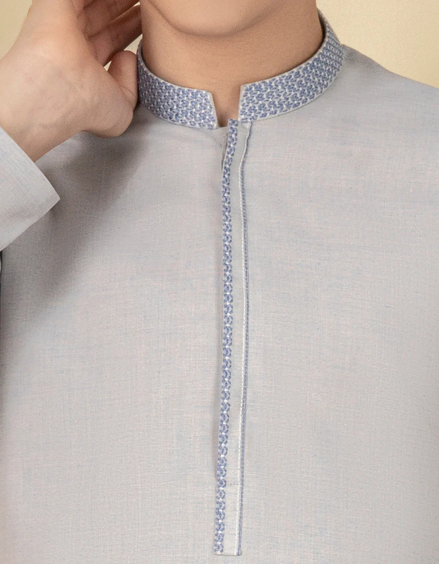 POWDER BLUE BLENDED KAMEEZ SHALWAR | JCKS-S-US-41172/S22/JJ7345-SF - Image 2