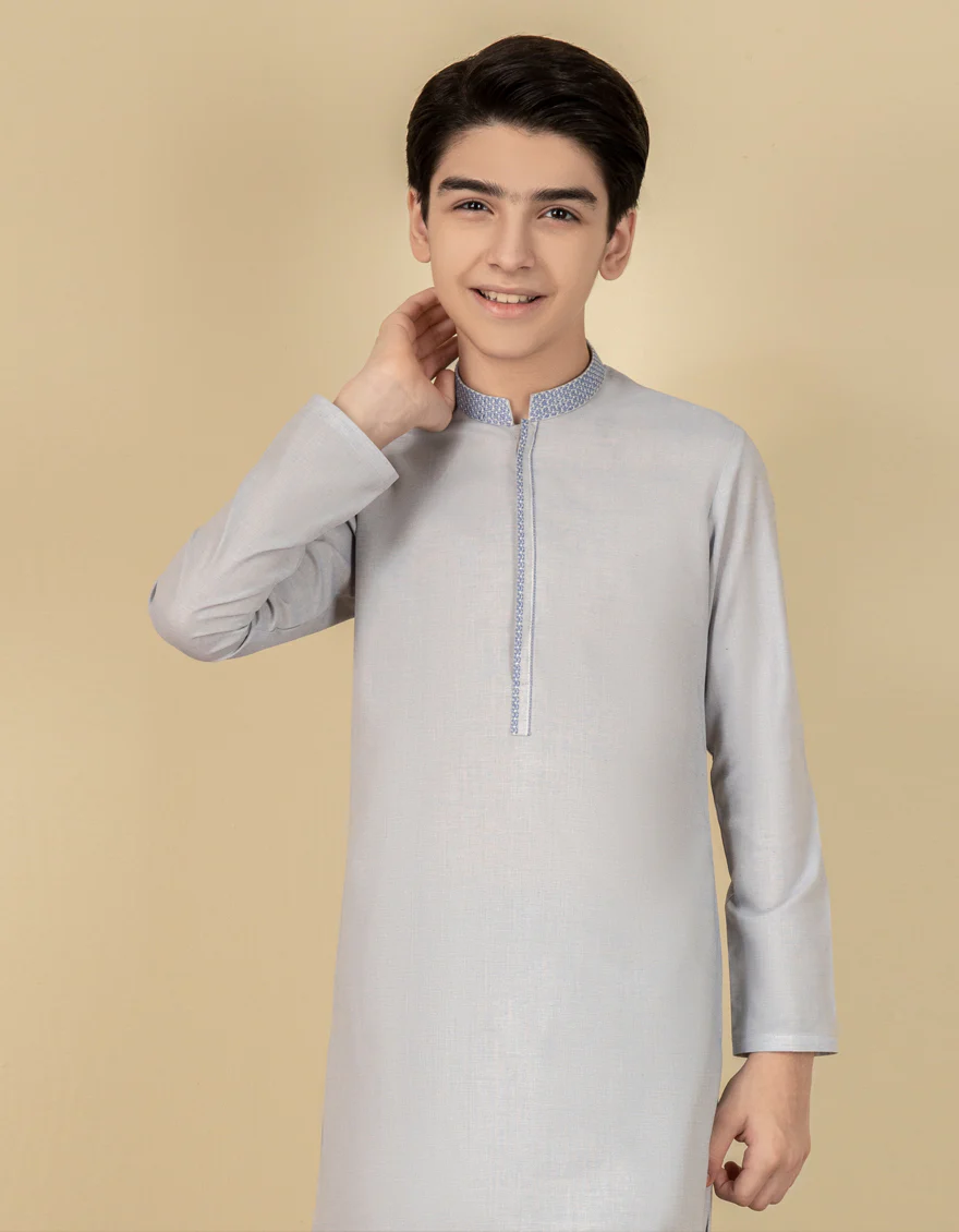 POWDER BLUE BLENDED KAMEEZ SHALWAR | JCKS-S-US-41172/S22/JJ7345-SF - Image 3