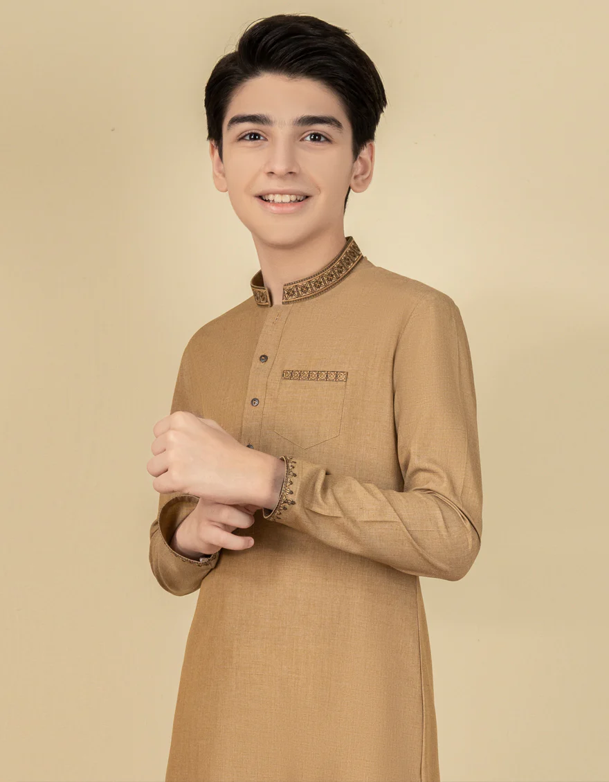 SAND BLENDED KAMEEZ SHALWAR | JCKS-S-US-41173/S22/JJ7321-CL - Image 3