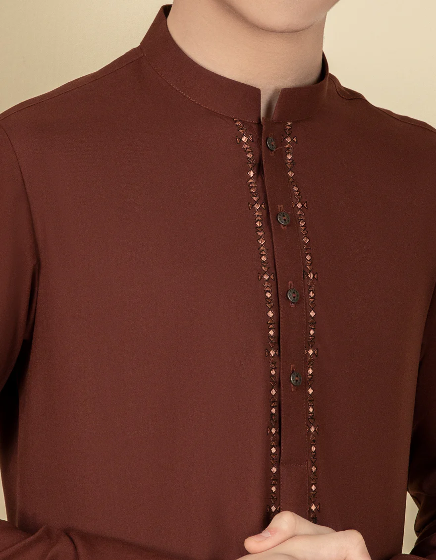 MAROON BLENDED KAMEEZ SHALWAR | JCKS-S-US-41177/S22/JJ8627-SF - Image 2