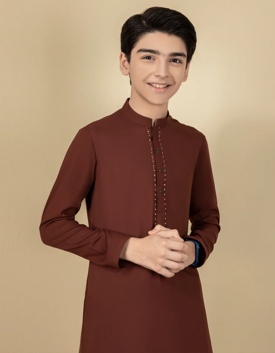 MAROON BLENDED KAMEEZ SHALWAR | JCKS-S-US-41177/S22/JJ8627-SF - Image 3